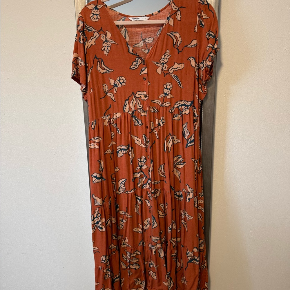 Sonoma Rust Floral Midi Dress
